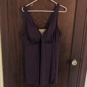 Resorts Plus Plum One Piece Skirted Swimsuit Modest Size 20W